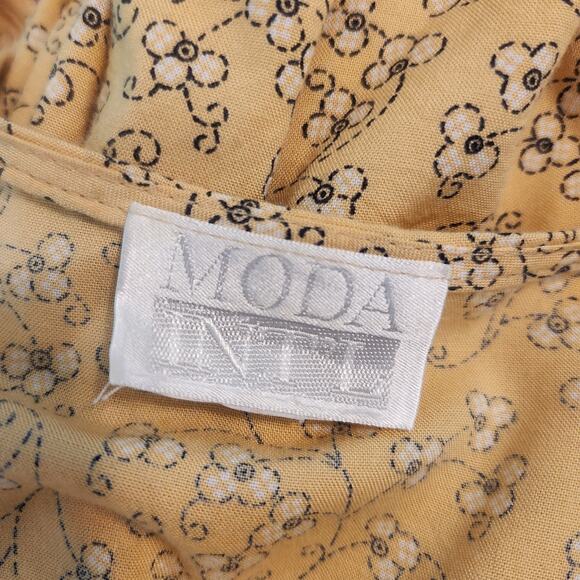 Vtg 90s Moda International Dress Size Large Womens Maxi Yellow Floral Buttonup - Picture 14 of 16